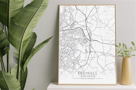 Solihull - Birmingham UK Gray City Map Graphic by calendarstores ...