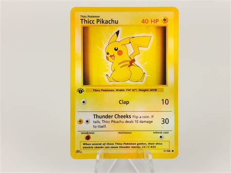 THICC Pikachu Holographic Pokemon Card Orica Custom | Etsy