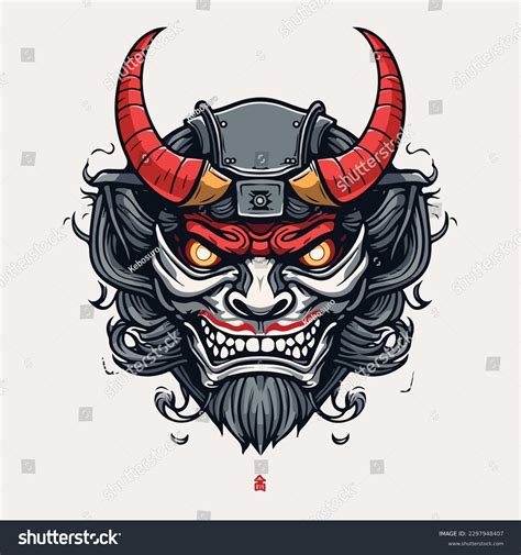 Japanese Kabuki Oni Mask Traditional Samurai Stock Vector (Royalty Free) 2297948407 | Shutterstock