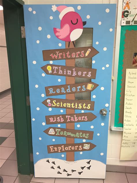 Winter classroom door - January, snow, bird, We are... | Christmas classroom door, Classroom ...