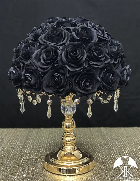 BLACK ROSE ARRANGEMENT. Wedding Centerpiece Arrangement. Black | Etsy | Black centerpieces ...