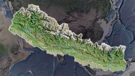 Nepal Physical Map of Relief - OrangeSmile.com