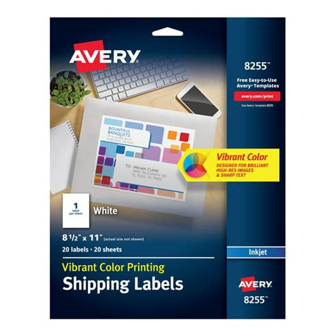 Avery Color Printing Labels, Permanent Adhesive, Matte, 8-1/2" x 11", 20 Labels (8255) - Walmart ...