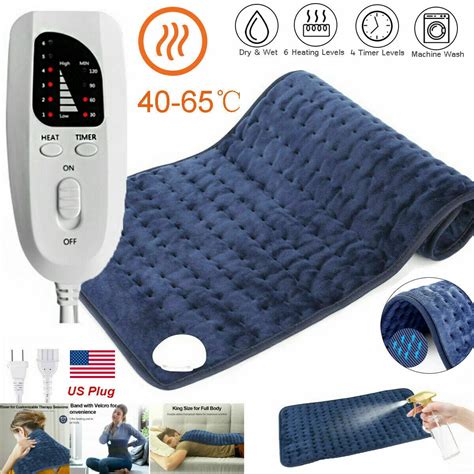 12" x 24" Electric Heating Warming Pad Heat Timer Therapy for Back Pain and Cramps - Ultra-Soft ...