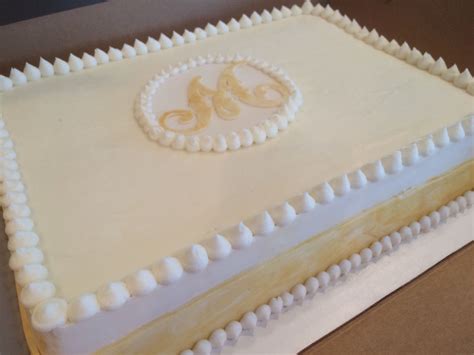 Gold monogram sheet cake | Wedding sheet cakes, Wedding shower cakes, Sheet cake designs