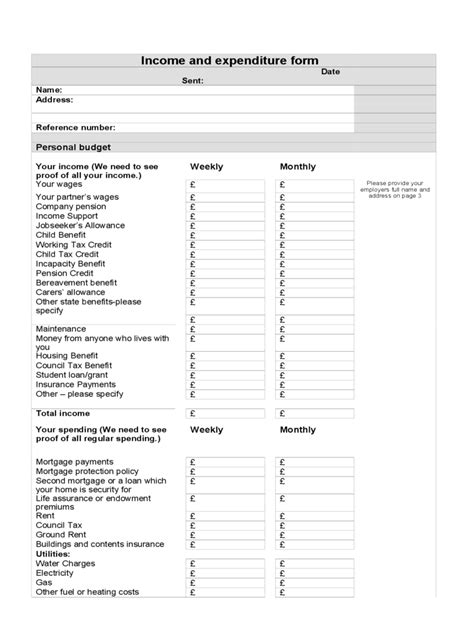 Printable Blank Income And Expenditure Form - Printable Forms Free Online