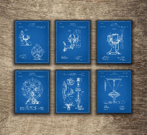 Fan Blueprint Poster, Blueprint Wall Decor, Blueprint Art, Blueprint Patent, Office Decor Set of ...