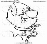 Cartoon Outline Gnome Bouncing On A Pogo Stick By toonaday 1808579 sketch template