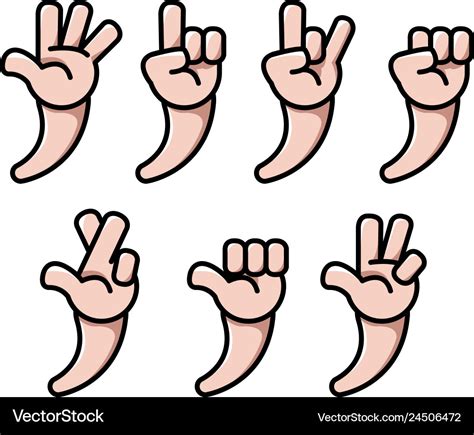 Four finger cartoon hand Royalty Free Vector Image