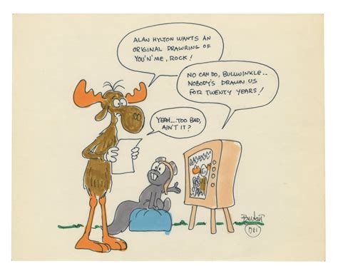 "Rocky and Bullwinkle" Drawing Signed by Bill Scott.