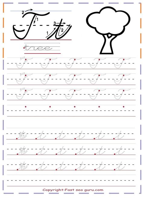 cursive handwriting tracing worksheets letter t for tree in 2020 | Cursive handwriting, Tracing ...