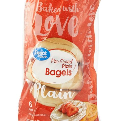 Great Value Pre-Sliced Plain Bagels, 20 oz, 6 Count - Walmart.com