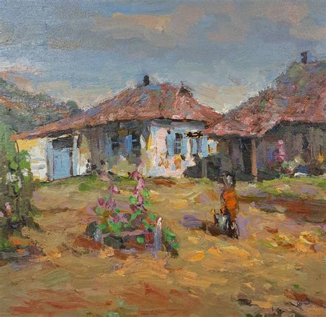 Original Oil Painting Old House Village Landscape | Etsy