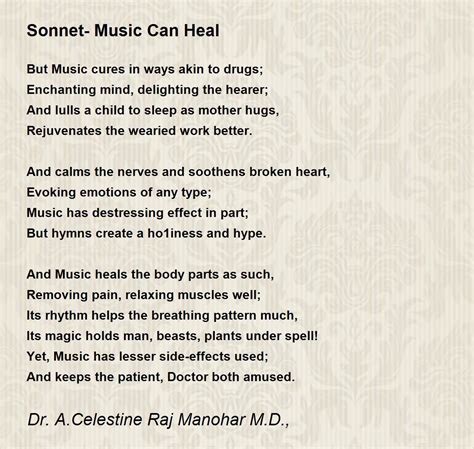 Sonnet- Music Can Heal - Sonnet- Music Can Heal Poem by Dr John Celes