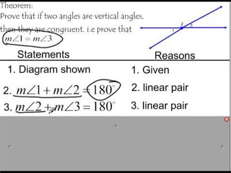 Vertical angles are congruent proof - YouTube