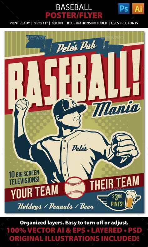 Baseball Poster Flyer or Ad | Baseball posters, Baseball mom quotes, Flyer