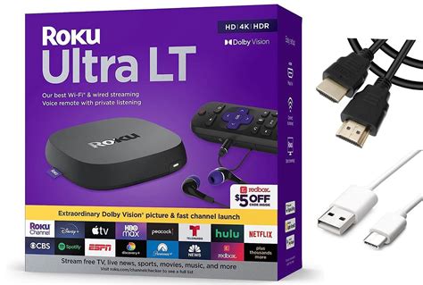 Roku Ultra LT (2023) HD/4K/HDR Dolby Vision Quad-Core Streaming Player ...