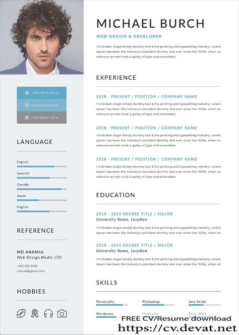 Free Professional Resume Template - CV Resume download Share