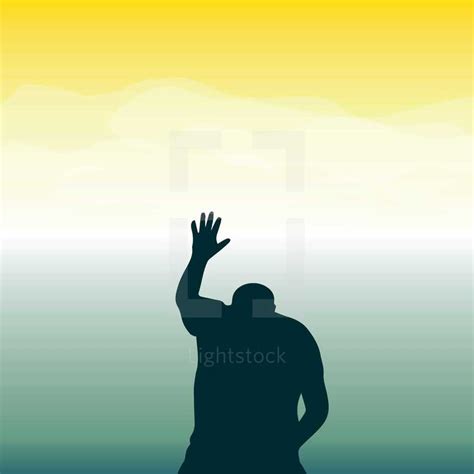 A silhouette of a man praising god — Design element — Lightstock