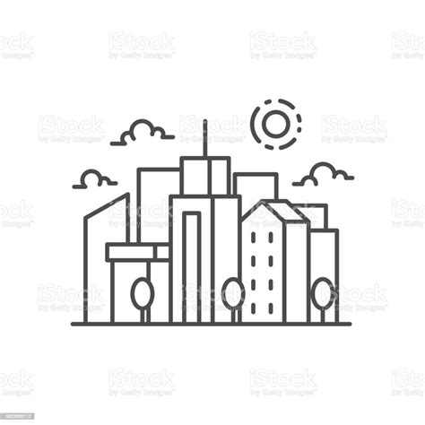 City Landscape Vector Illustration Outline Style Stock Illustration ...