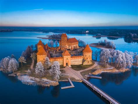 Trakai Castle At Winter, Aerial View Of The Castle Stock Image - Image ...