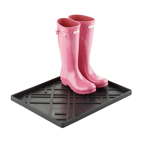 Small Black Lines Shoe & Boot Tray | The Container Store