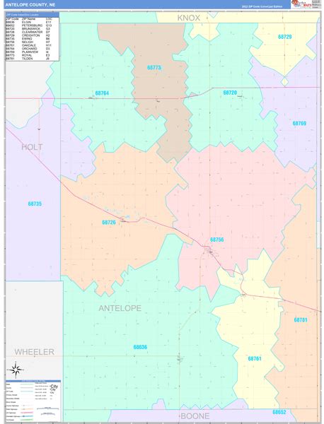 Antelope County, NE Wall Map Color Cast Style by MarketMAPS - MapSales