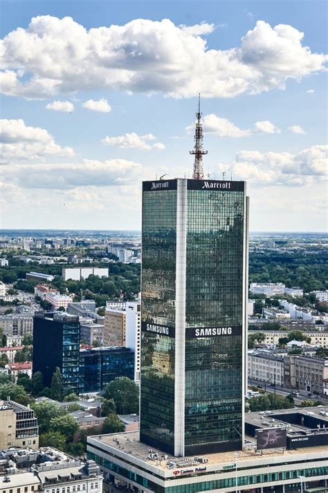 WARSAW - MAY 19: Marriott Hotel View From The Bottom In Warsaw Downtown On May 19, 2019 In ...