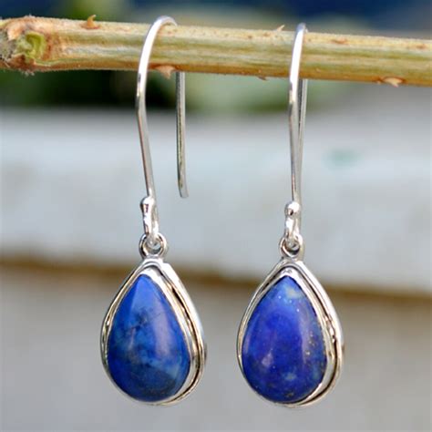 Lapis Lazuli Earrings Sterling Silver Lapis Earrings Blue