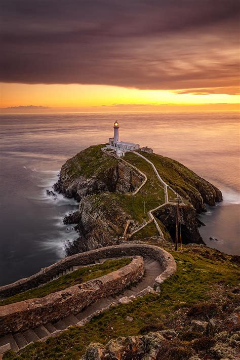 Sunset At South Stack Lighthouse Photograph by Peter Krocka | Fine Art ...