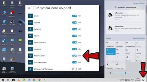 How to Enable or Disable Action Center Icon on Windows 10 Taskbar - YouTube