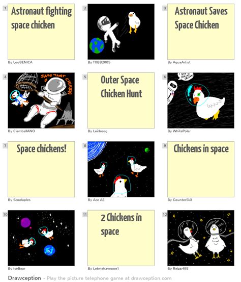 Astronaut fighting space chicken - Drawception