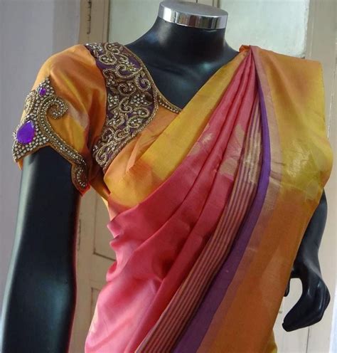 Sparkling Fashion: sarees with designer maggam and zardosi work blouses ...