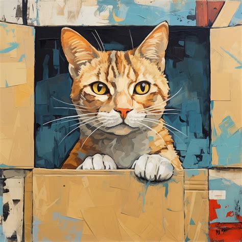 Cat In Box Painting Art Free Stock Photo - Public Domain Pictures