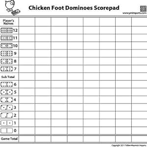 Amazon.com: Domino Scorepad for Chickenfoot - 50 Sheet: Toys & Games