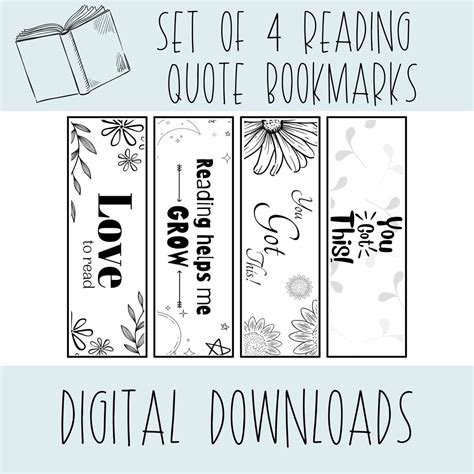 Black and White Printable Bookmarks Book Lovers Bookmarks Minimalist ...