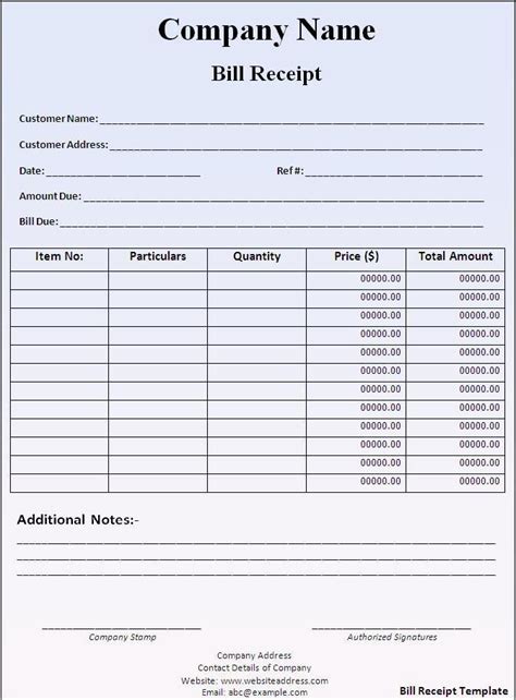 14+ Bill Receipt Templates | Word, Excel & PDF Templates | Receipt ...