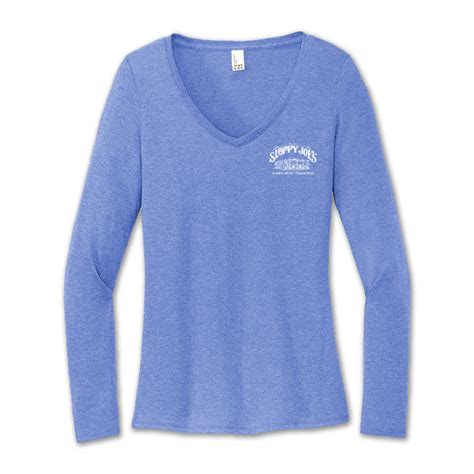 Ladies Long Slv V-Neck Bar Logo Mari Blue | Sloppy Joe's Bar | Key West, FL