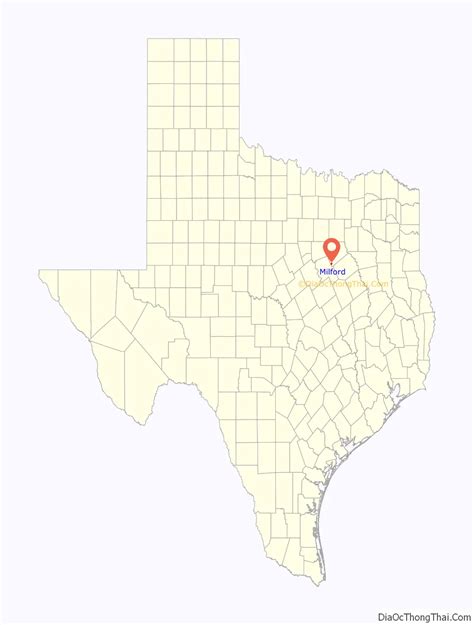 Map of Milford town, Texas