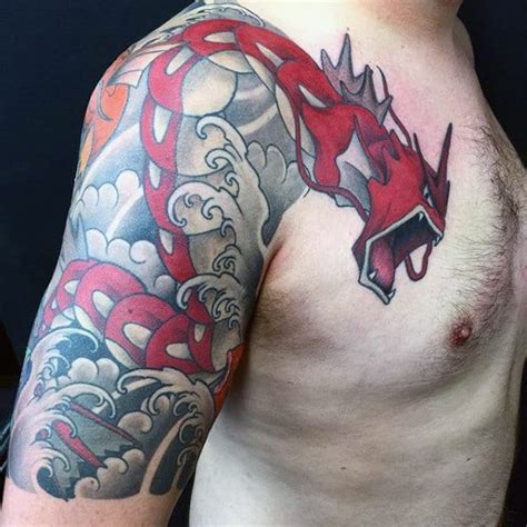 40 Gyarados Tattoo Designs For Men - Pokemon Ink Ideas