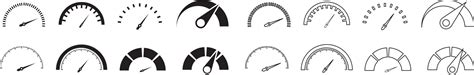 Speedometers icons set. Speed indicator sign. Performance concept. Fast ...