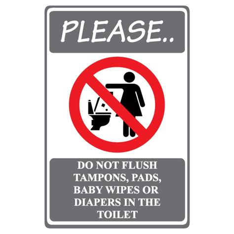 Promodor 5.5 in. x 6.5 in. Plastic Grey Do Not Flush Tampons, Pads or Diapers in The Toilet ...