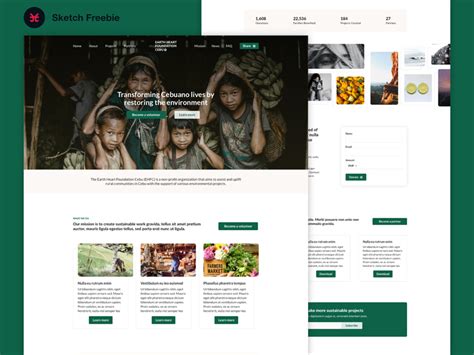 Charity Website Template Freebie - Download Sketch Resource - Sketch Repo