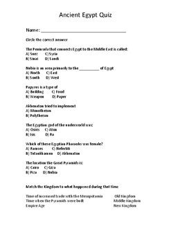 Ancient Egypt Quiz by Anthony Cortez | Teachers Pay Teachers