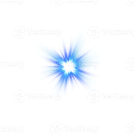 Blue glowing lights effects isolated. Solar flare with beams and spotlight. Glow effect ...