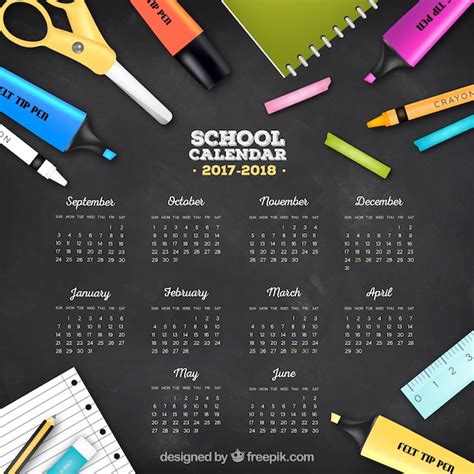 Blackboard background with calendar and school supplies Vector | Free Download