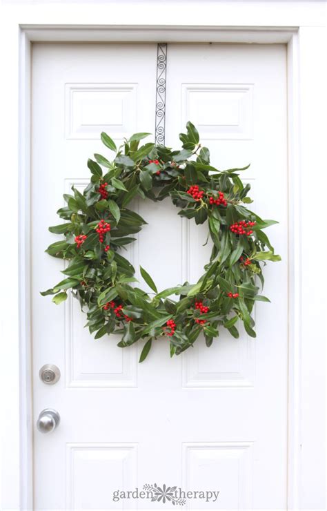 A Very Merry Fresh Holly Wreath for Christmas - Garden Therapy