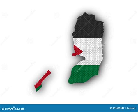 Map and Flag of Palestine on Old Linen Stock Illustration ...