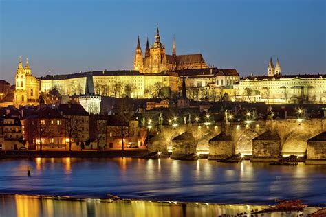 Prague - Charles Bridge And Hradcany Castle Photograph by Frank Chmura