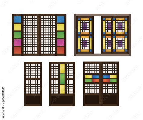 Traditional Capiz windows and doors set Stock Vector | Adobe Stock